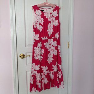 Talbots size 8 Floral White and Magenta sleeveless dress